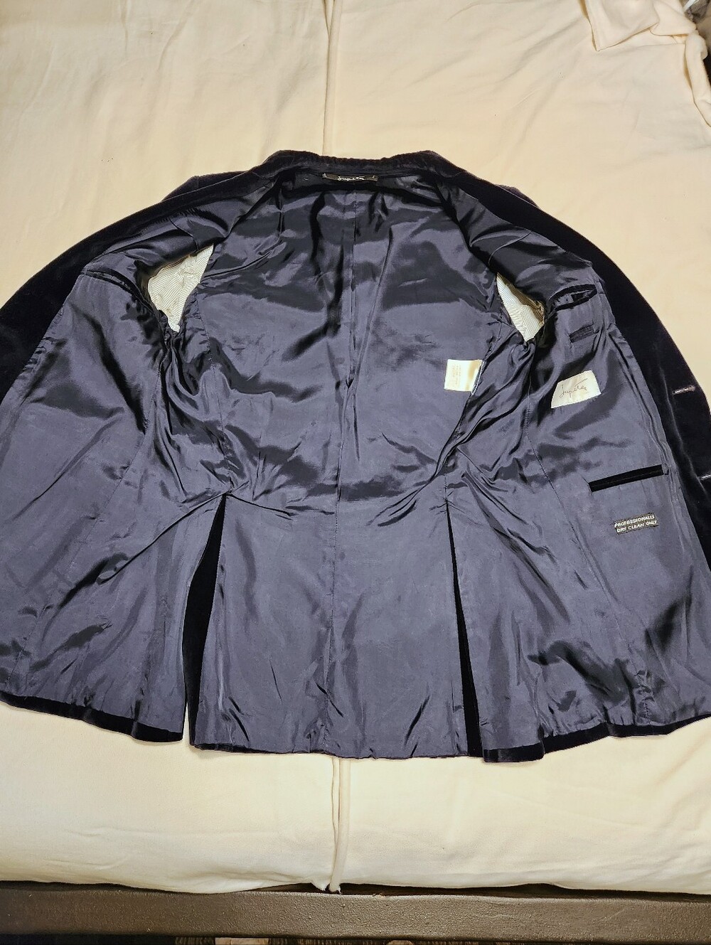 Jupiter Navy Velvet Blazer Jacket Men's Small 2-Button Slim Fit - Picture 7 of 10